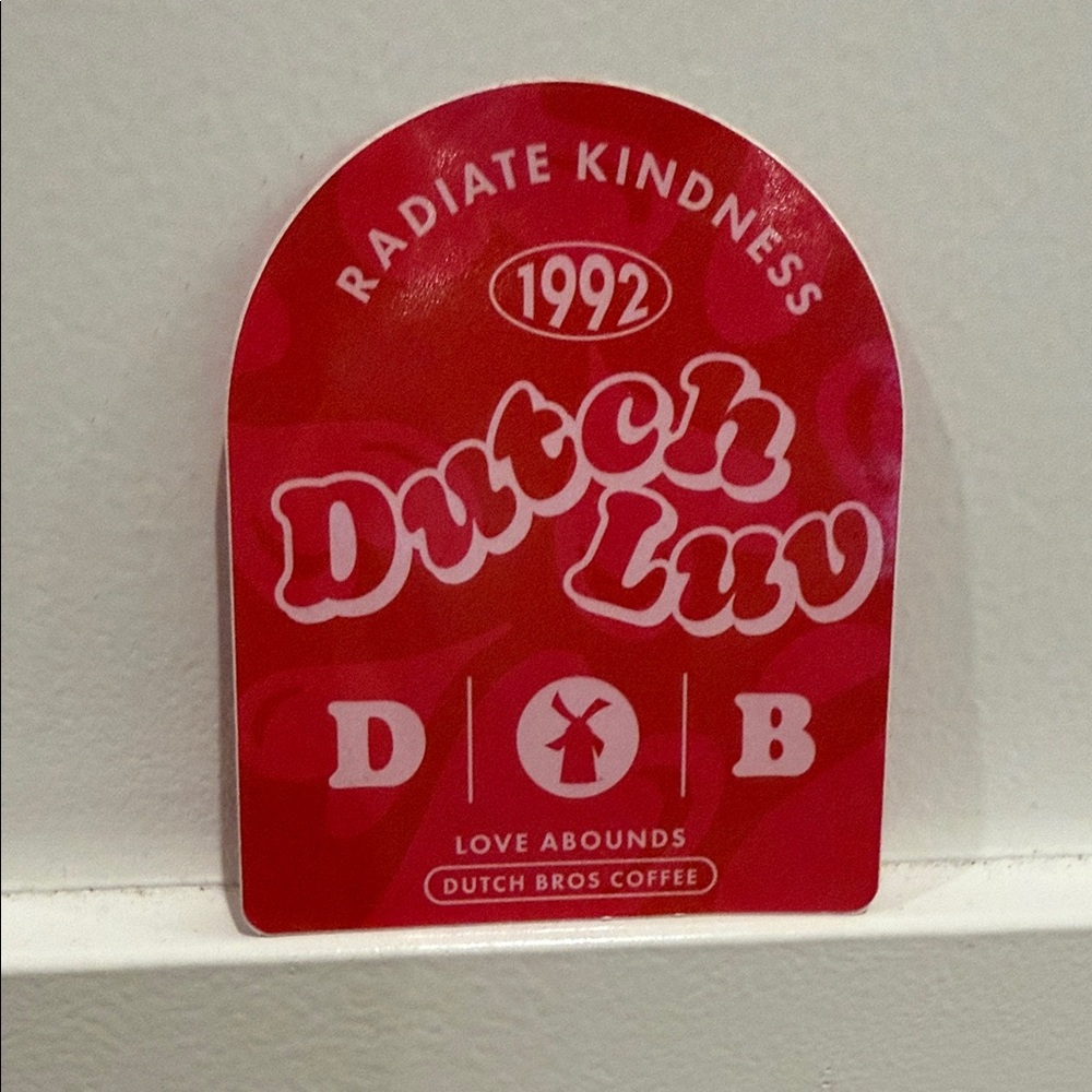 Dutch Bros Red 'Dutch Luv' sticker